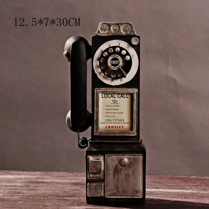Vintage Retro Dial Pay Phone Figurine – Classic Home Decor Ornament