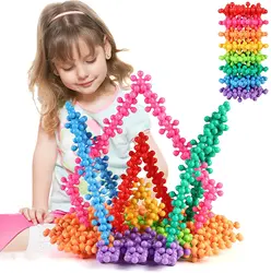 Bloques de construcción de plástico sólido para niños, juguetes de bloques de construcción de flor de ciruelo, Material seguro, creatividad, 600 unids/set por juego