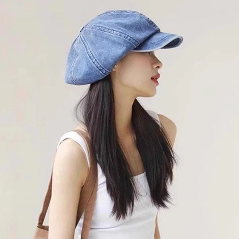 Hot Sale Spring And Summer Denim Beret For Women Elegant Artistic Painter Hat Korean Style Fashion Berets Cap Casual Ladies Caps_mkmklike.com