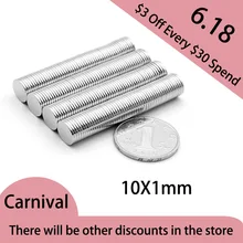  50-500Pcs 10x1mm Thin Neodymium Strong Magnet 10mmx1mm Permanent Magnet 10*1mm Powerful Magnetic Round Magnet 10*1 
