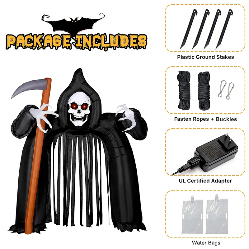 10FT Large Size Halloween Inflatable Grim Reaper Archway with LED Lights Blow Up Outdoor Decoration for Home Party Yard Lawn 3