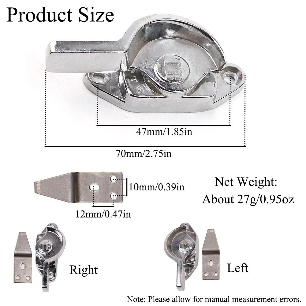1pc Crescent Shaped Stainless Steel Window Sash Lock Double-sided Lock Door Used On Sliding Windows Security Hardware