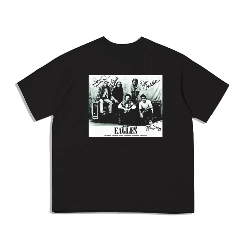 2025 Pop The Eagles Rock California Hotel Printed T-shirt Loose Short Sleeve Men's and Women's Street Cotton Comfortable 5