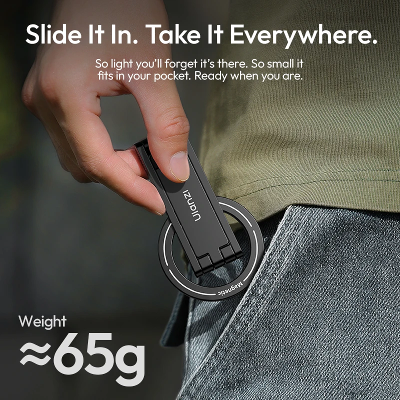 Ulanzi MA60 Foldable Magnetic Phone Tripod 0.8cm Ultra-Slim for iPhone 16 15 Dual-Sided Magnetic Holder Desk Mount Handle Tripod