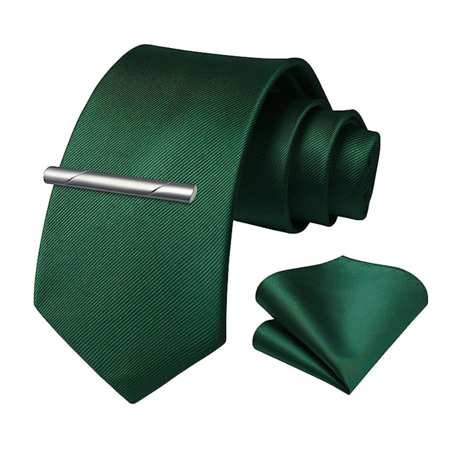 

JEMYGINS Solid Green Blue Men Fashion Necktie Handkerchief tie clip for Tuxedo Accessory Classic Silk Luxury Tie for Man Gift