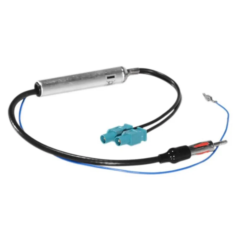 Car Stereo FM AM Antenna Signal Booster Amplifier Amp Dual Fakra DIN Plug Converter Adapter For VW Skoda car stereo accessories