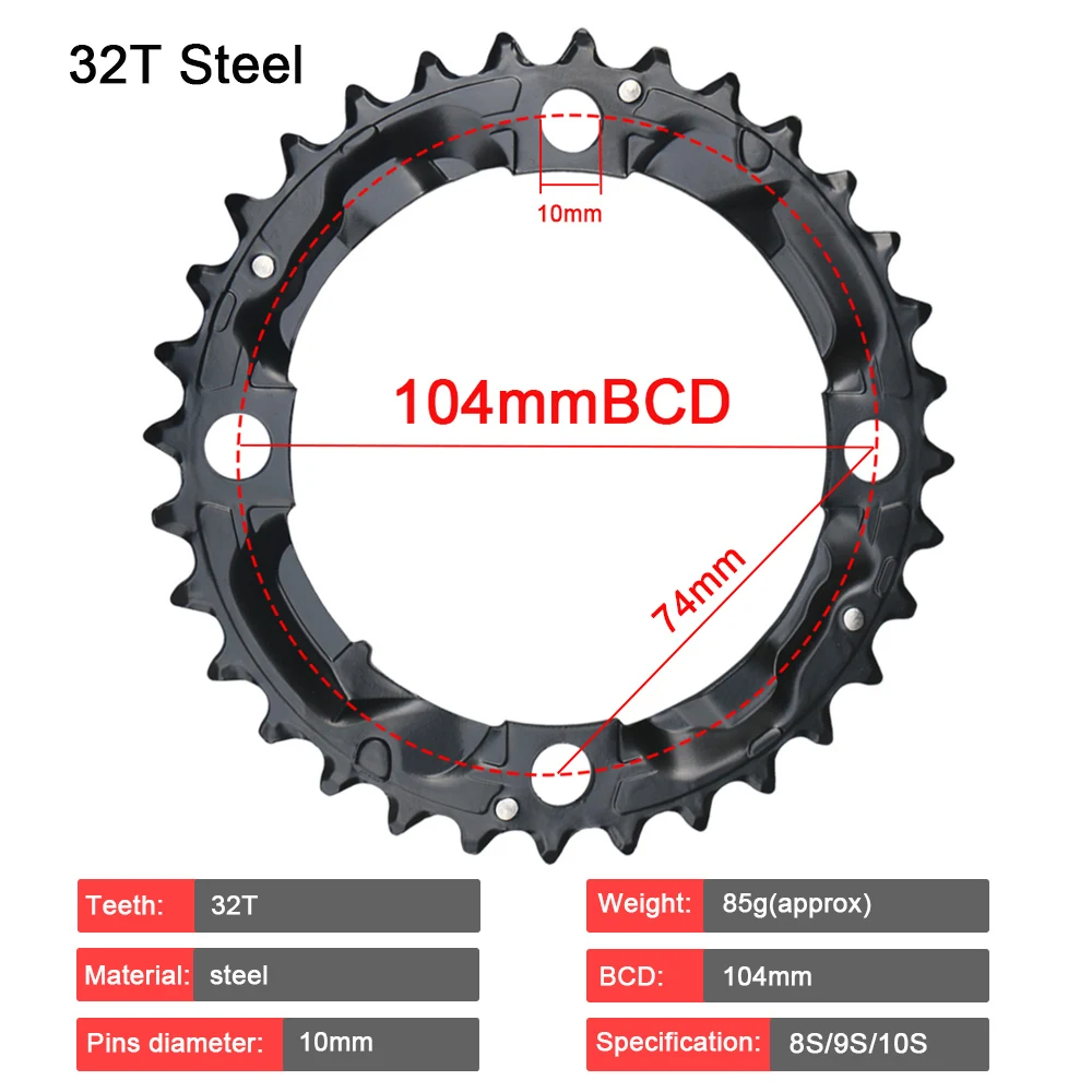 104 BCD 64BCD Fahrrad Kettenblatt 9/10 Geschwindigkeit MTB Fahrrad Kettenblatt Fahrrad Kettenblatt Fit Für SHIMANO Sram Kurbelgarnitur SLX XT Fahrrad Teil – Detail 6