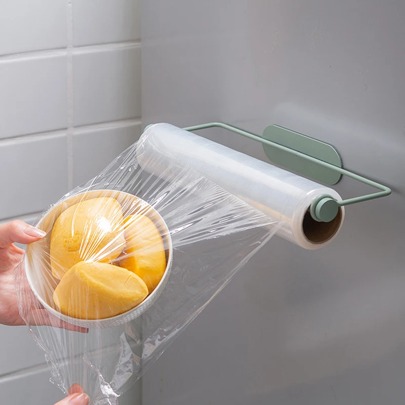 Bathroom Wood Towel Hanger Rack Bar Kitchen Cabinet Cling Film Rag Hanging Holder Organizer Toilet Roll Paper Holder Shelf