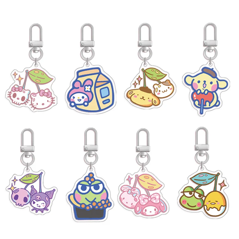 

2023 Sanrio Keychain Kawaii HelloKitty Kuromi Cinnamoroll Japanese Cartoon Acrylic U-shaped Keychain Cute Girl Backpack Pendant