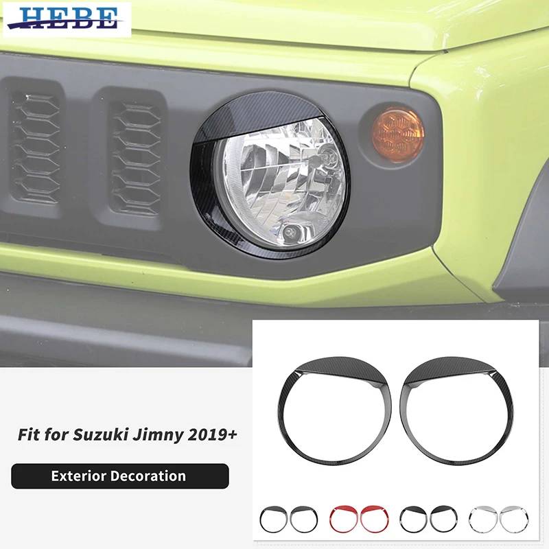 HEBE Car Front Headlight Lamp Decoration Cover Stickers For Suzuki Jimny 2019 2020 2021 2022 2023 2024 Lamp Hoods Accessories 1