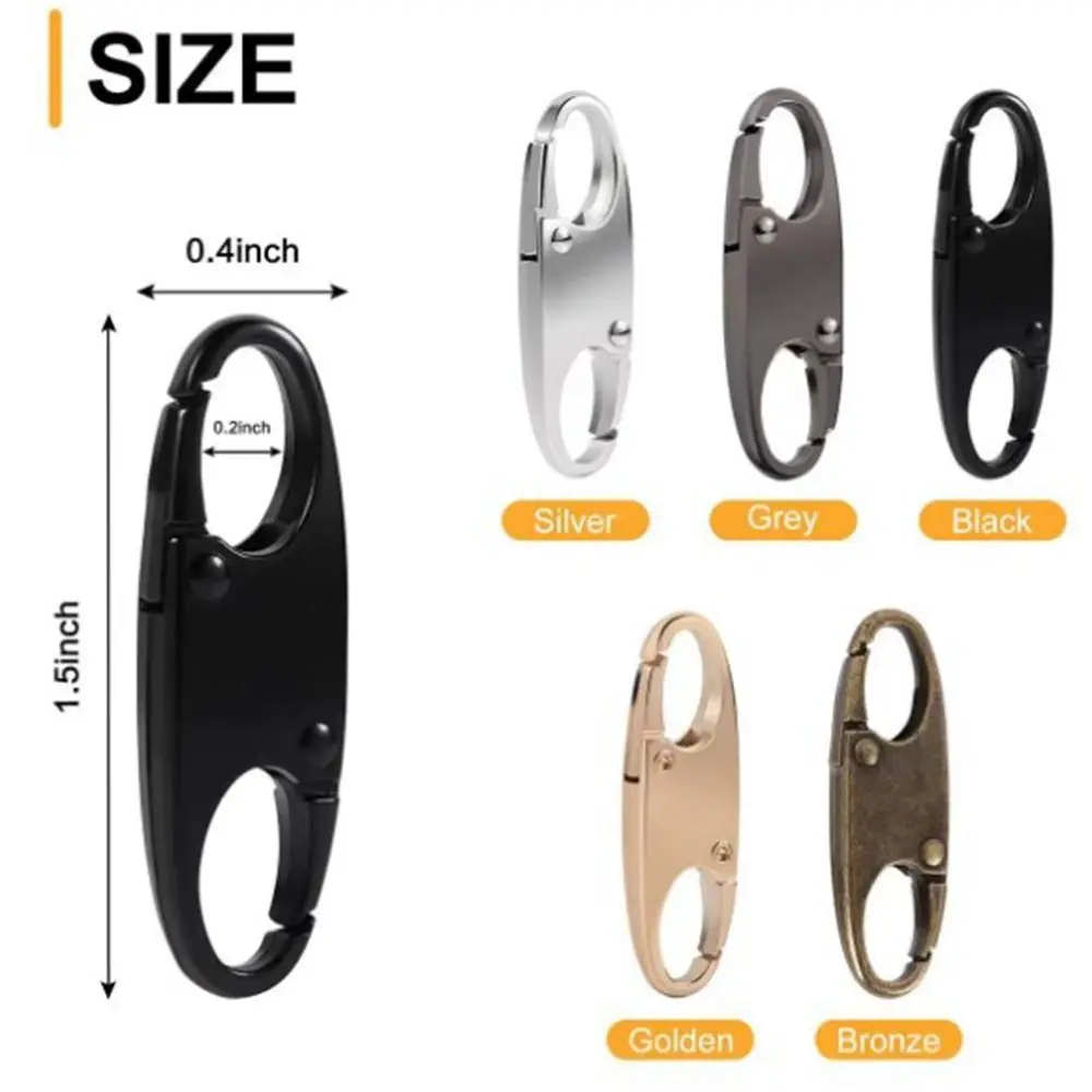 4pcs New Metal Detachable Carabiner Clips Alloy Zipper Lock Clip Silver Anti Theft Bag Suitcases Accessories