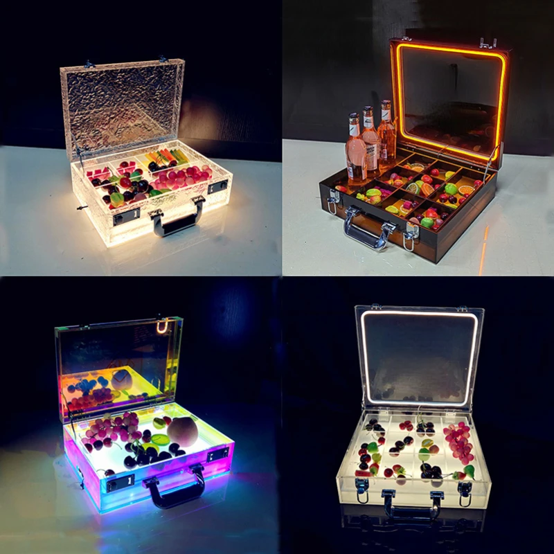 

Customized Luminous Fruit Plate Rack Special Fruit Plate Luminous Fruit Package Grid Fruit Plate High-End Snack Dish