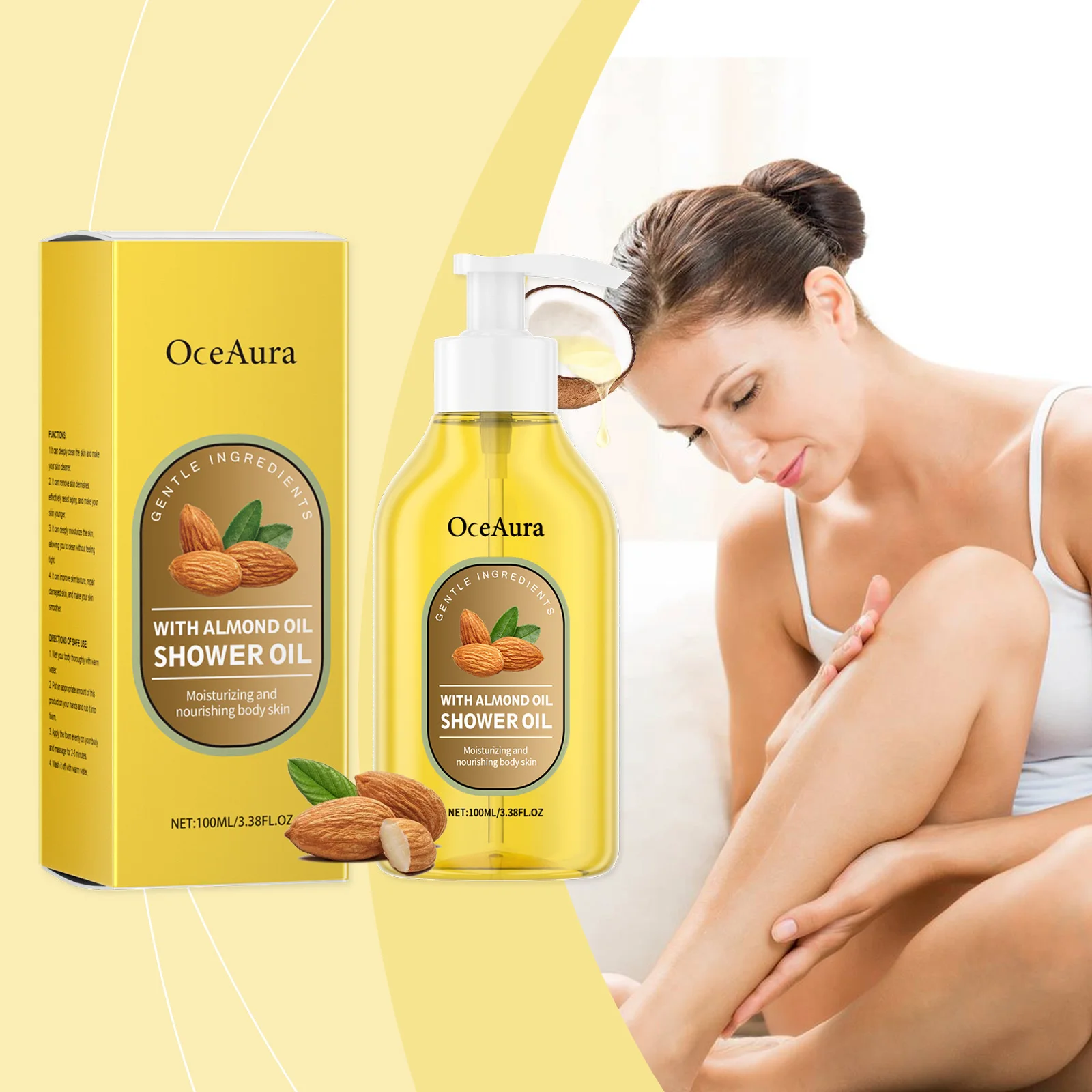 Coconut Bath Oil Deep Cleansing Moisturizing Lightening Chicken Skin Exfoliating Body Scrub Cream Smooth Brightening Shower Oil