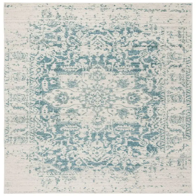 

Traditional Area Rug, Teal/Ivory, 4' x 6'