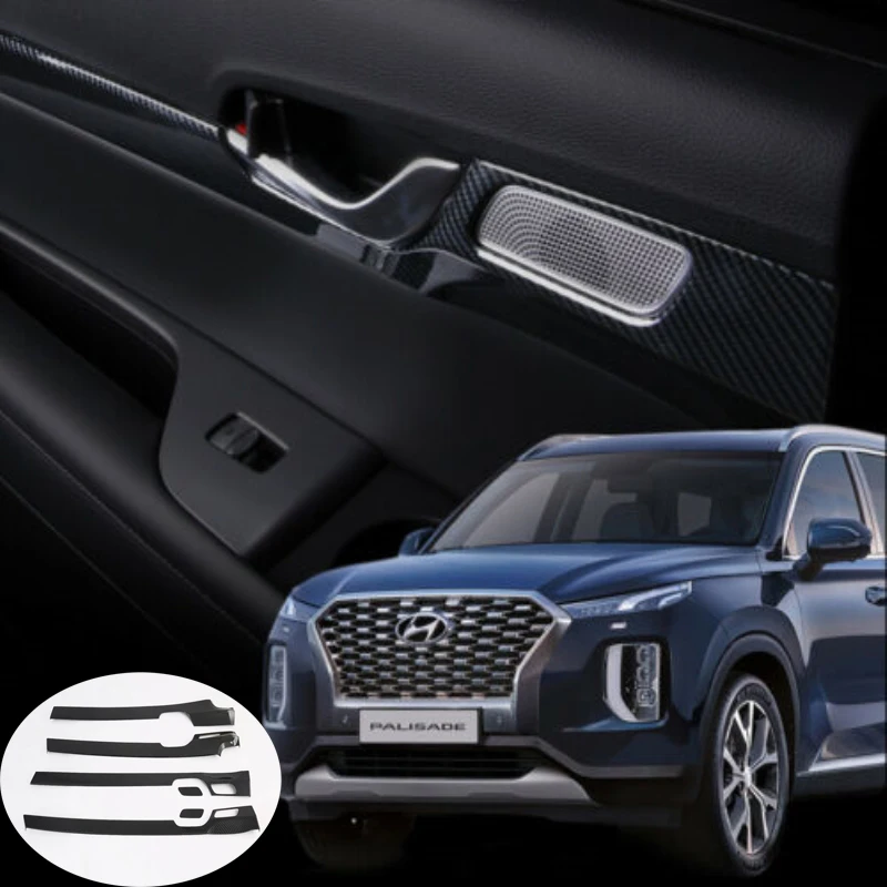 

For Hyundai Palisade 2019-2022 Carbon Fiber Interior Door Panel Strip Cover Trim Inner Side Door Bowl Handle Car Accessories