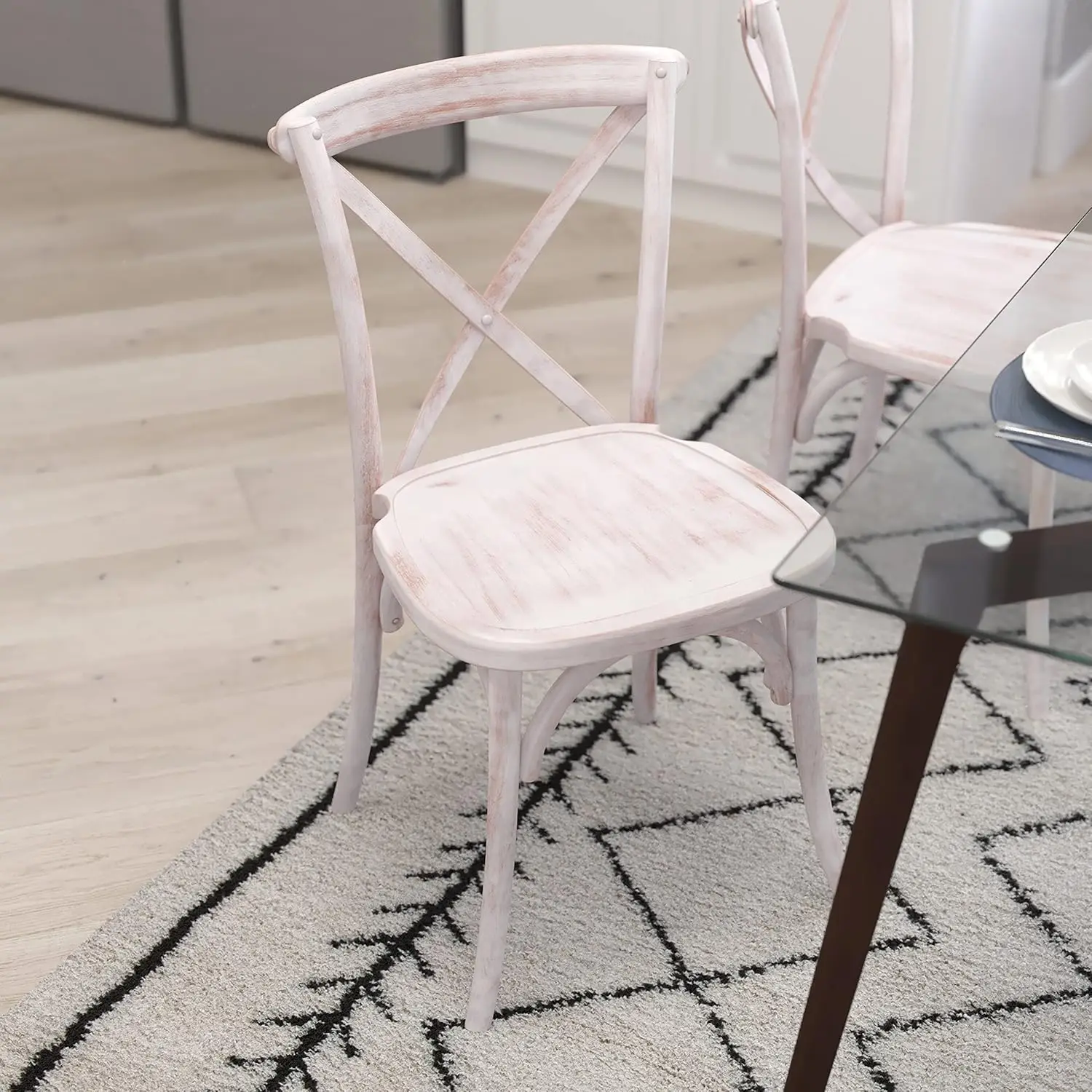 Bardstown X-Back Bistro Style Wooden Dining Chair for Kitchens and Dining Rooms, High-Back Wood Stackable Kitchen