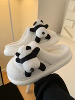 Cute Panda Cotton Slippers For Couples Winter Indoor Household Slippers Man Women Plush Shoes Anti Slip Slippers 2