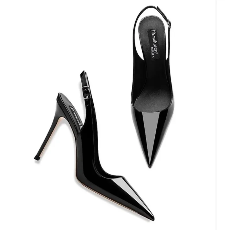 Sexy High-Heel-Sandalen mit spitzer Zehenpartie und elegantem Riemchen aus Lackleder – modische Partyschuhe für Damen (Sommer 2025)_voghion.com