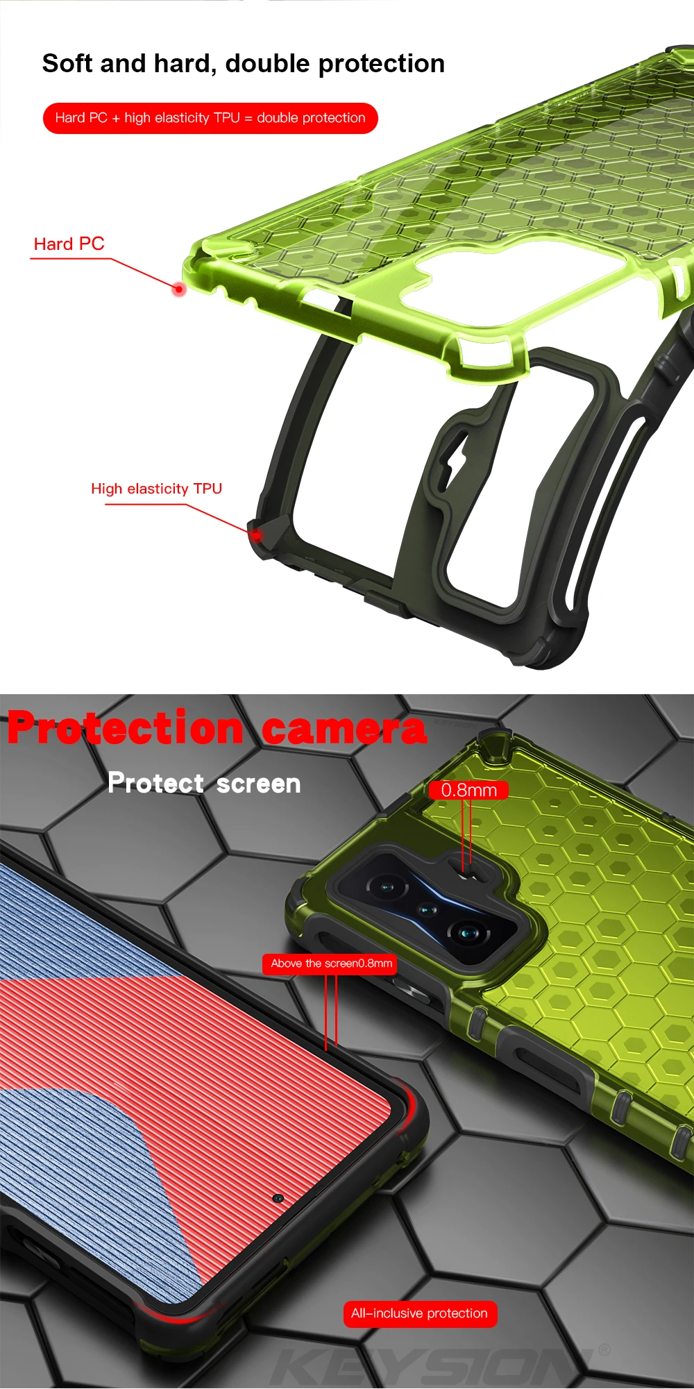 KEYSION ütésálló páncéltok POCO F4 GT F3 5G átlátszó méhsejt telefonhoz hátlap Xiaomi Redmi K50 Gaming K4 készülékhez_voghion.com