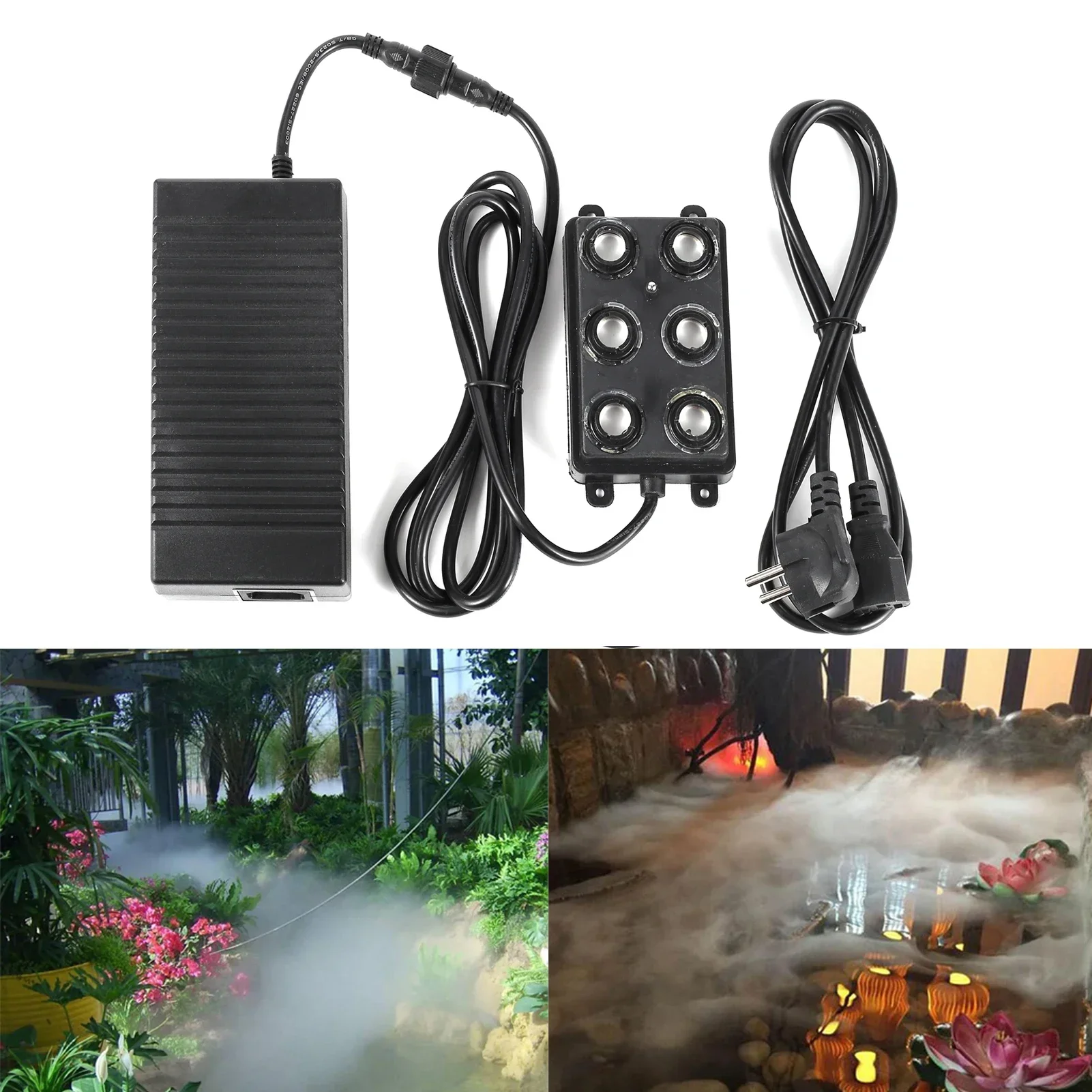 

6 Head Ultrasonic Mist Maker Fogger Humidifier Greenhouse Aeromist Hydroponics for Fountain Rockery Garden Decoration Tool 1Set