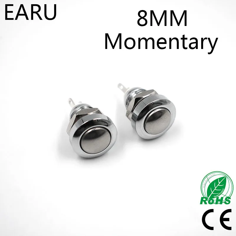 1Pc 8Mm Momentary Metal Stainless Steel Horn Doorbell Bell Push Button Switch Waterproof Car Auto Engine Pc Power Start Starter