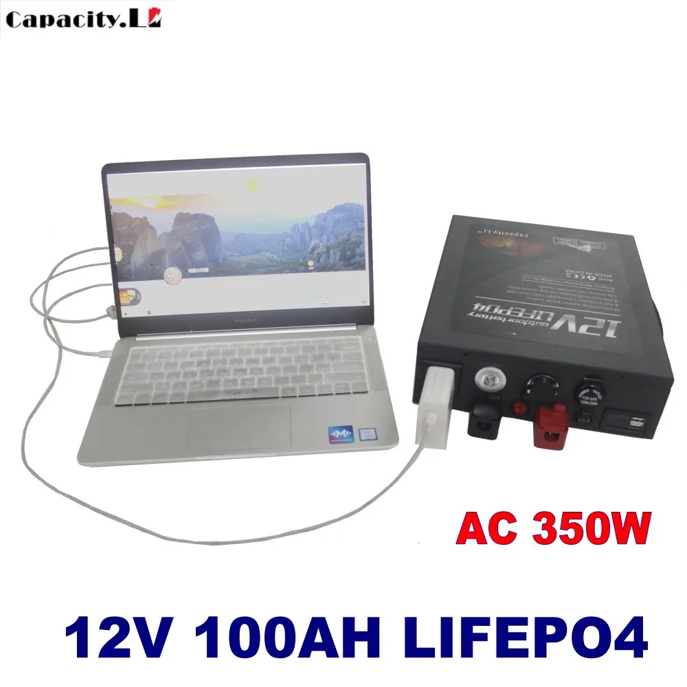 12v 100ah Lifepo4 Lithium Battery 220v 350w Inverter Lithium Battery Pack Camping Engine Solar