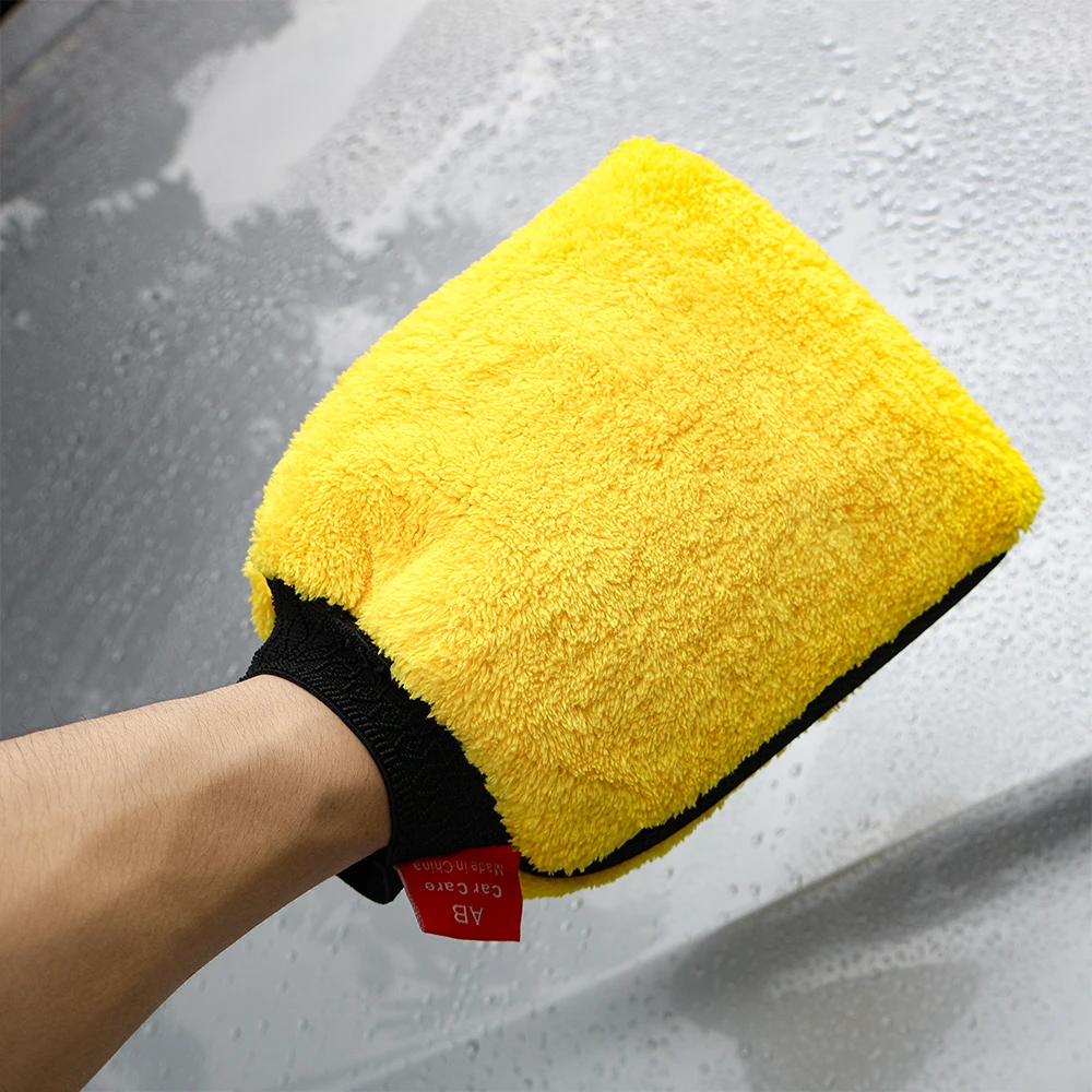 AUTOBRIGHT Large Double Sided Microfiber Car Wash Glove car cleaning gloves microfiber car mitt microfiber cleaning gloves microfiber washing gloves microfiber gloves Non Scratch Waterproof High Absorbency Cleaning Glove Auto Car