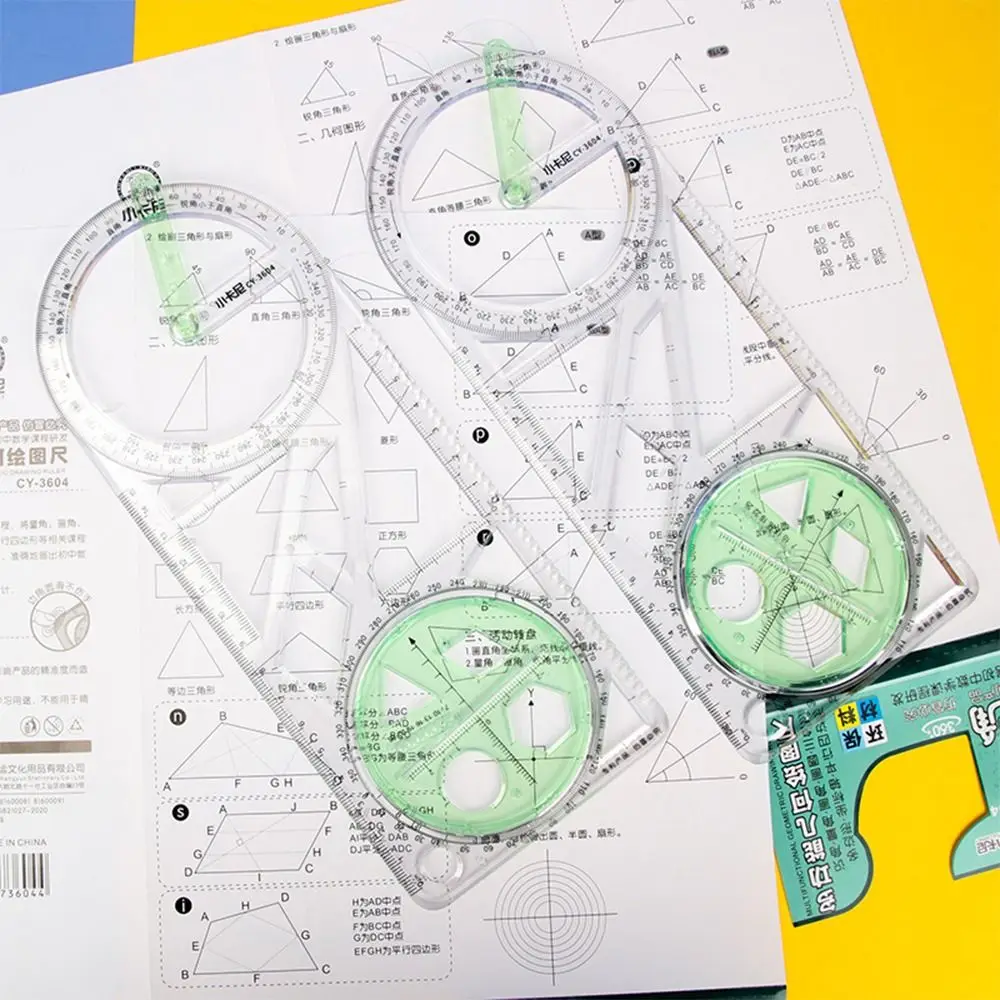 Drawing ruler geometry set 1PC Rotary multi-function geometric drawing ruler protractor learning measuring tool creative stationery school office supplies