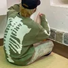 KAPITAL Hirata Hiroshi Back Bone Green Torn Hole Long Sleeved Loose Fitting Sweater for Men and Women's Fashion 1