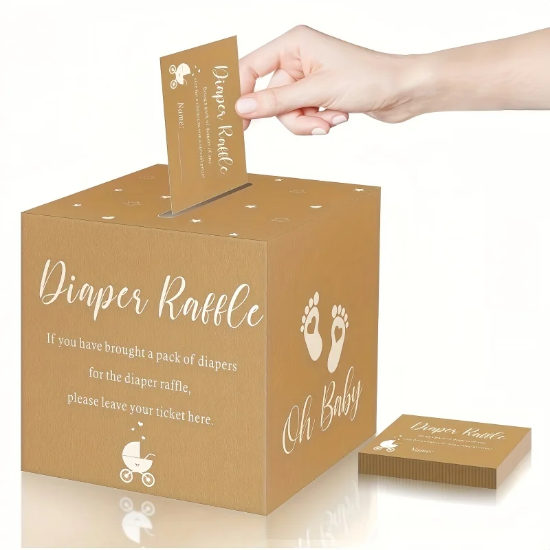 Baby Shower Advice Cards Diaper Raffle Game Box Tickets Wedding Birthday Sex Reveal Themes Ballot Box Party Wishes 21pcs