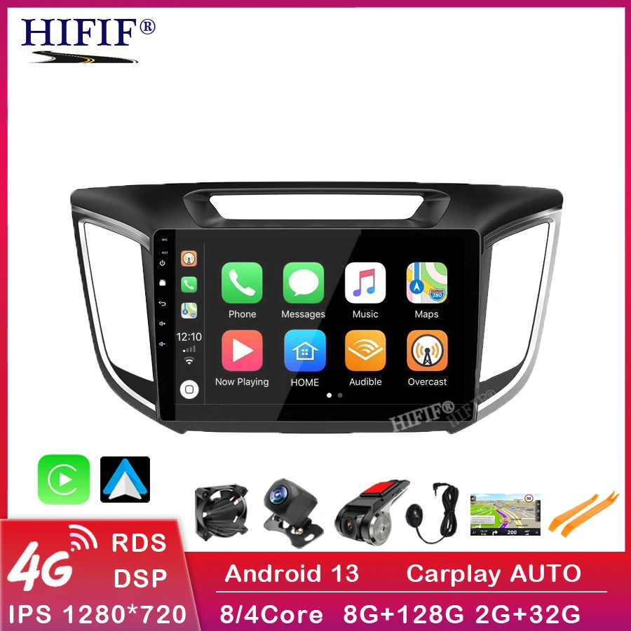 

Автомагнитола на Android 13, 2 Гб + 32 ГБ, DSP, мультимедийный видеоплеер с GPS-навигацией для hyundai Creta ix25, 2 din, без dvd