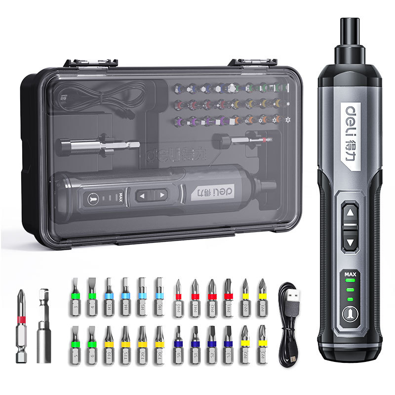 DELI Mini Electric Screwdriver Set 4V Smart Cordless Electric Screwdrivers TYPE-C Rechargeable 33 Bit Set Drill Power Tools Kit