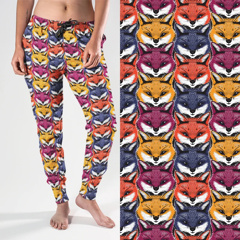 LETSFIND Pants for Women Colorful Fox Print Joggers with Pockets Women Elastic Waist Pants Girl Trousers Female Sweatpants