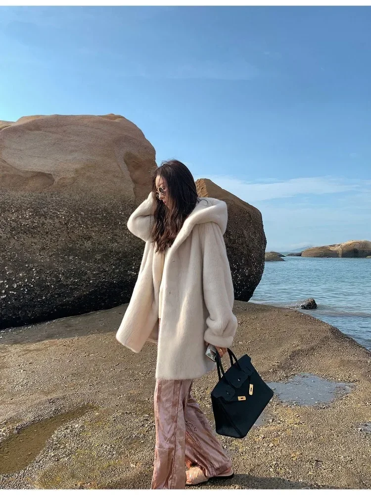 Winter Coat Parkas  for Women Winter Fur Coat Women\'s Imitation Mink Fur Hooded Coat 2023 Winter New Style Jackets for Women