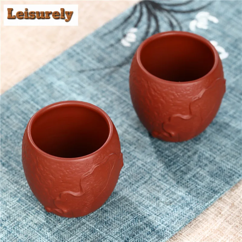 150ml Handmade Lotus Leaf Zisha Master Cup Yixing Purple Clay Teacup Raw Ore Dahongpao Smelling Mug Kung Fu Tea Ceremony Gifts