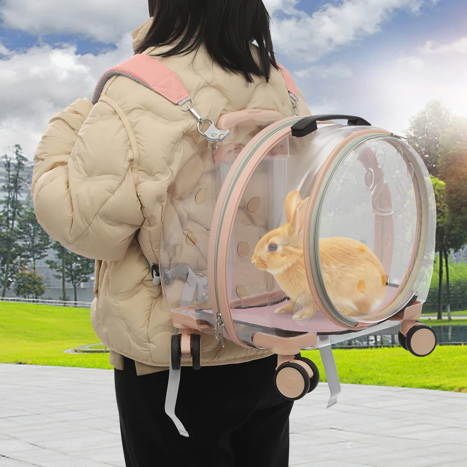 Adjustable Waterproof Cat Carrier with Rolling Wheels