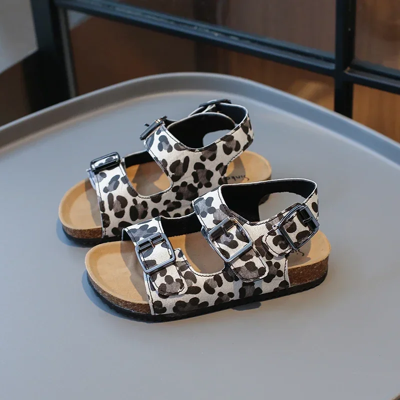 Fashion Kids Summer Sandals for Boys Girls Medium Big Children Beach Sandals Open Toes Leopard Prints Classic Buckle kids shoes children sandals kids sandals beach shoes