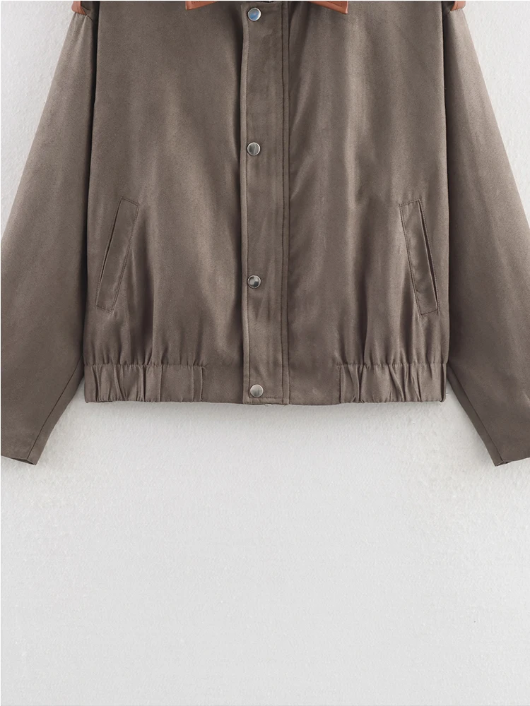 Women's Suede Jacket Spring Autumn Long-Sleeve Loose-Fit Jackets For Women Coat Fashion High Street Casual New Outerwear ﻿