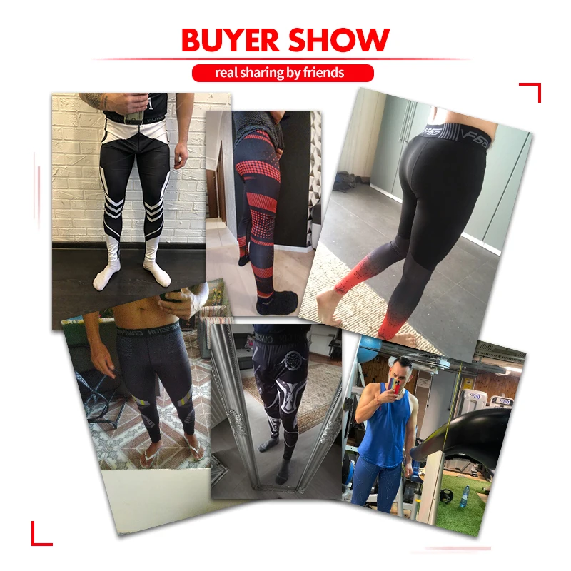 Quick-drying Men Running Tights Pants Compression Print Basketball Training Leggings Elastic Gym Clothing Men Workout Sportswear