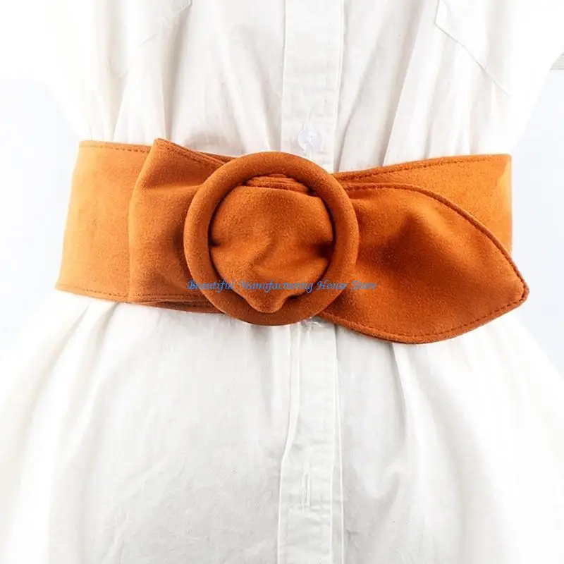 E56A Frauen Wildledergürtel für Kleider breiter Cinchs Gürtel formelle Vintage Chunky Belt Taille Wickelgürtel für Frauen Gürtel – Detail 10