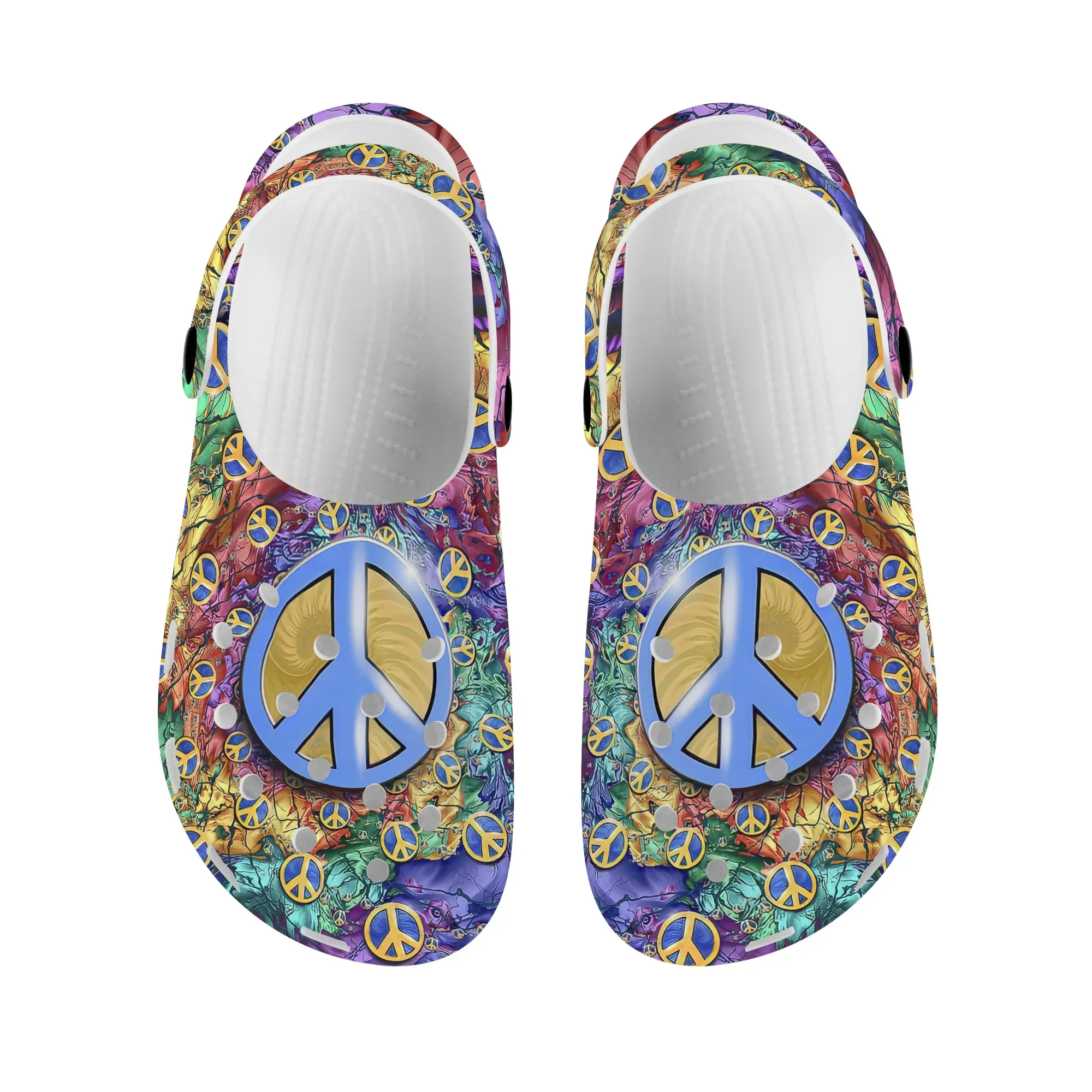 Peace And Love Print Designer Sandals Women Non-slip Lightweight Clogs Slippers Fashion Casual Flats Garden Shoes Female