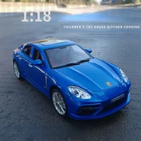 1:18 Porsche Panamera Alloy Car Diecast Model Simulation Sound & Light Pull Back Vehicle Home Decoration Toys for Childrens G37 2