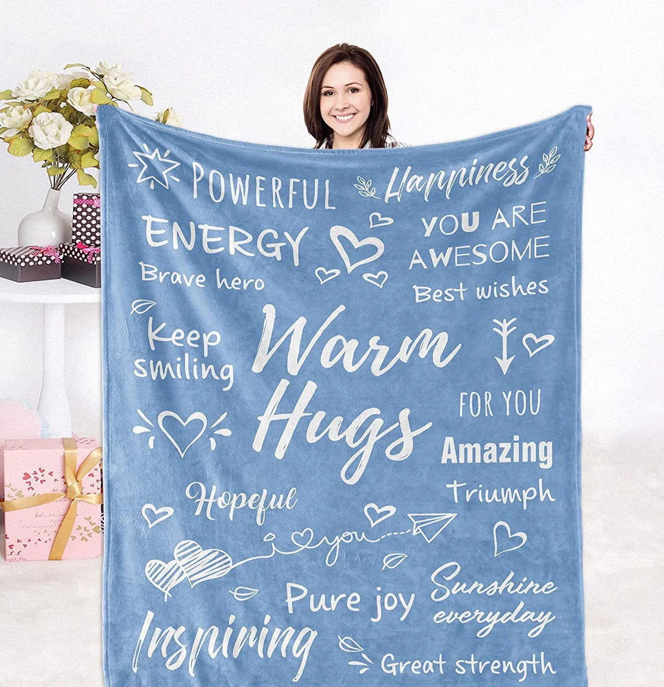 Ins letter envelope flannel healing text warm embrace gift nap blanket_voghion.com