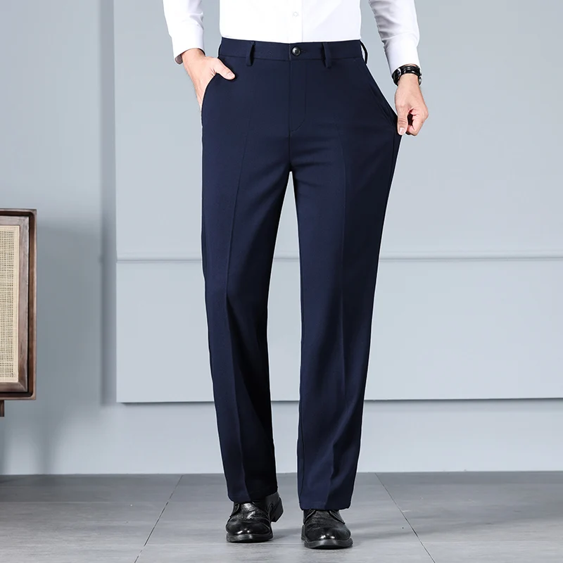 High Waist Loose Trousers Business Men's Straight All-Matching Fashion Quality Middle-Aged Leisure Formal Trousers