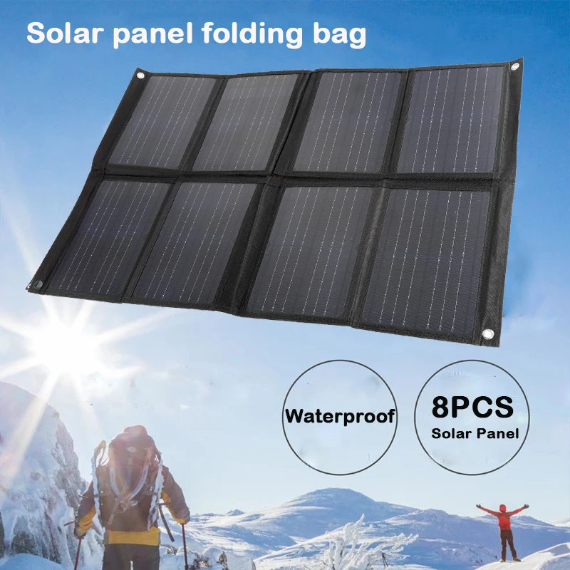 120W 100W 4/8 Foldable Solar Panel USB Portable Solar Cell Folding Waterproof Solar Plate Mobile Phone Power Battery Charger