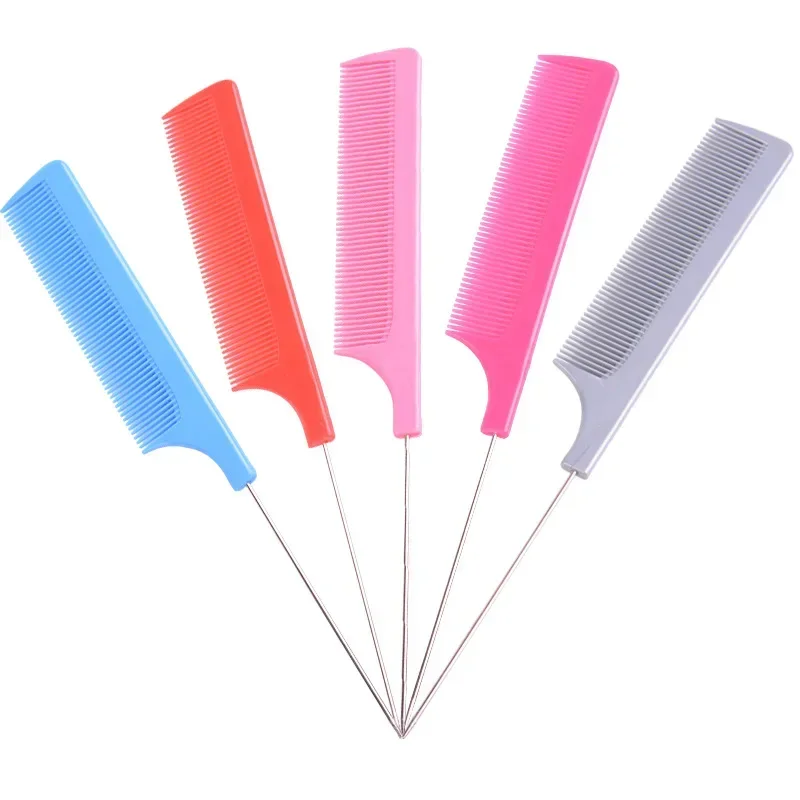 1pcs Professional Pointed Tail Comb Salon Hair Styling Stainless Steel Hair Comb Antistatic Dyeing Hairdresser Styling Tool