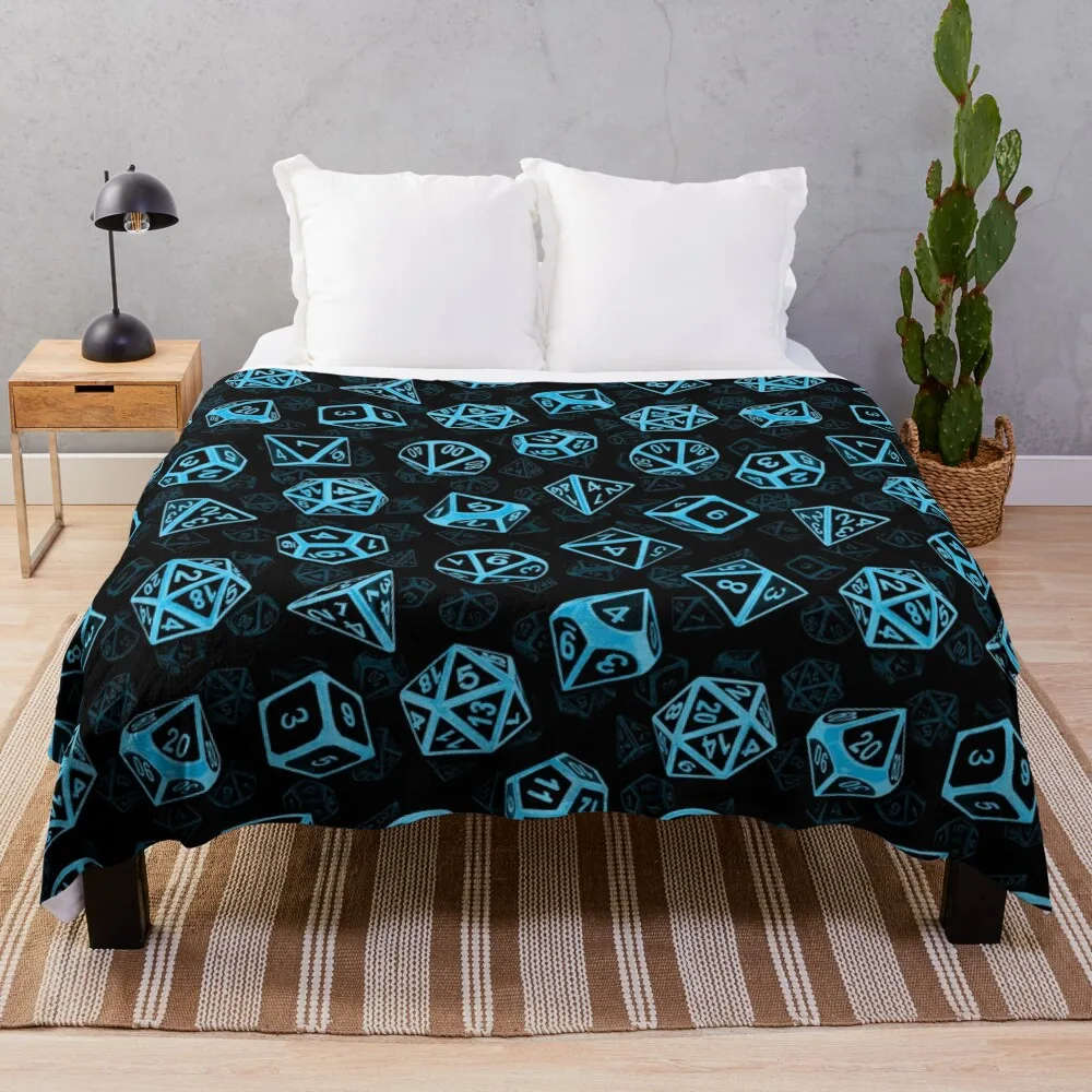 

D20 Dice Set Pattern (Blue) Throw Blanket cosplay anime Cute Sofa Quilt Blankets For Sofas Designers Blankets