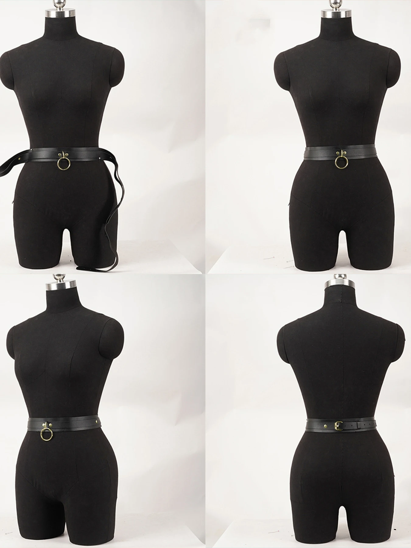 Elegant Women's PU Belt with Gold Decorative Ring