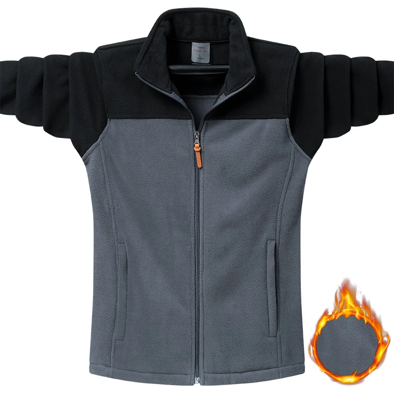 9XL Winter Men's Polar Fleece Jackets Outdoor Tactical Windproof Color Match Soft Warm Full Zipper Sports Hiking Ski Cargo Coats hiking jackets polar fleece jacket mens winter sweatercoat