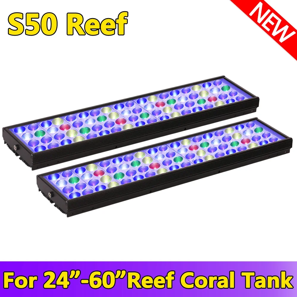 Lampe LED PopBloom Reef Pour Aquarium Eau De Mer 60 Cm - 100W, 4 Canaux Programmables WiFi, PAR élevé